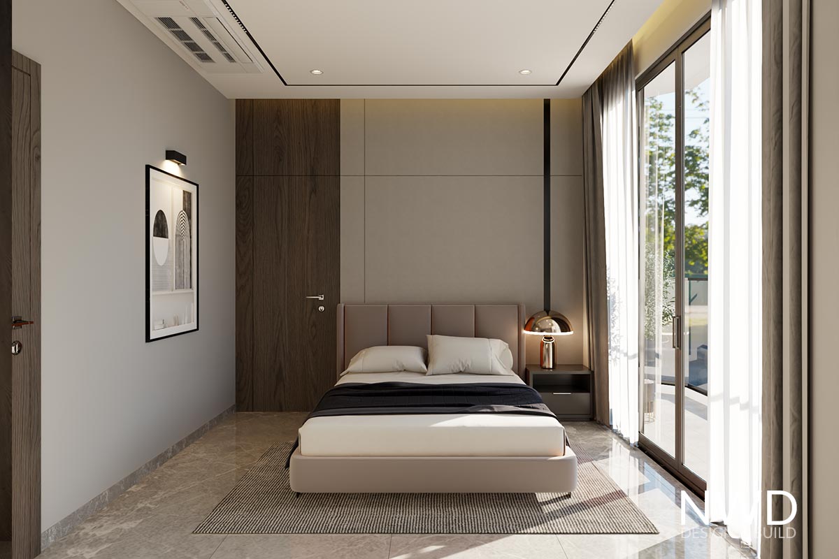 Phòng ngủ bố trí vách đầu giường kết hợp cửa đi bí mật