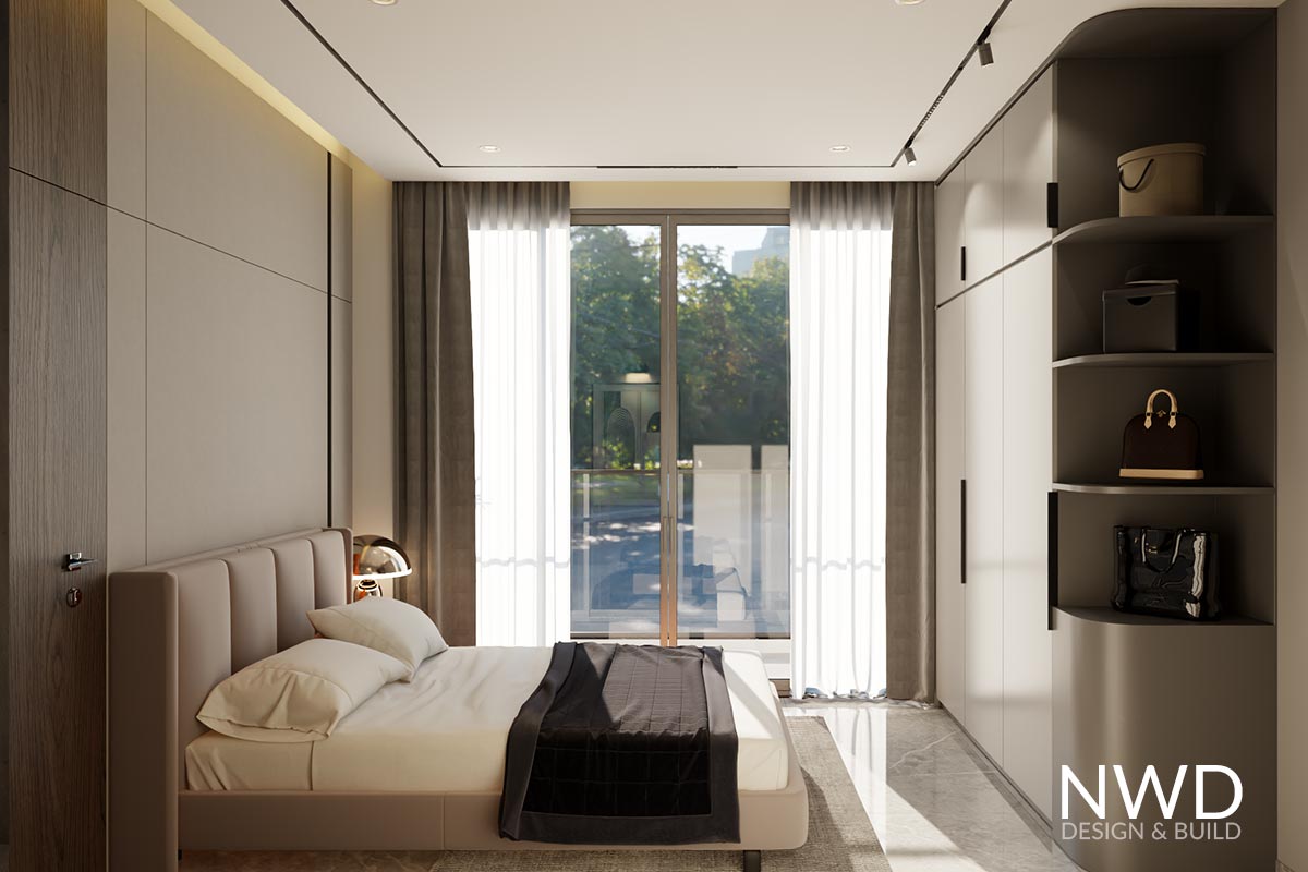 Phòng ngủ lấy sáng bằng cửa lùa lớn