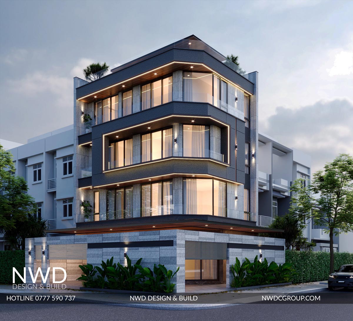 Thiết kế nhà phố 2 mặt tiền