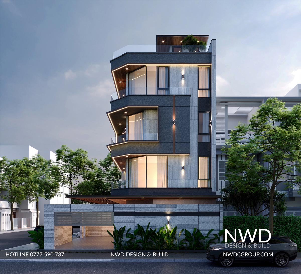 Nhà phố 4 tầng bao gồm XPXD do NWD Design & Build thực hiện