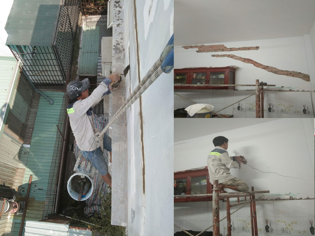 Thi công xử lý nứt tường hiệu quả